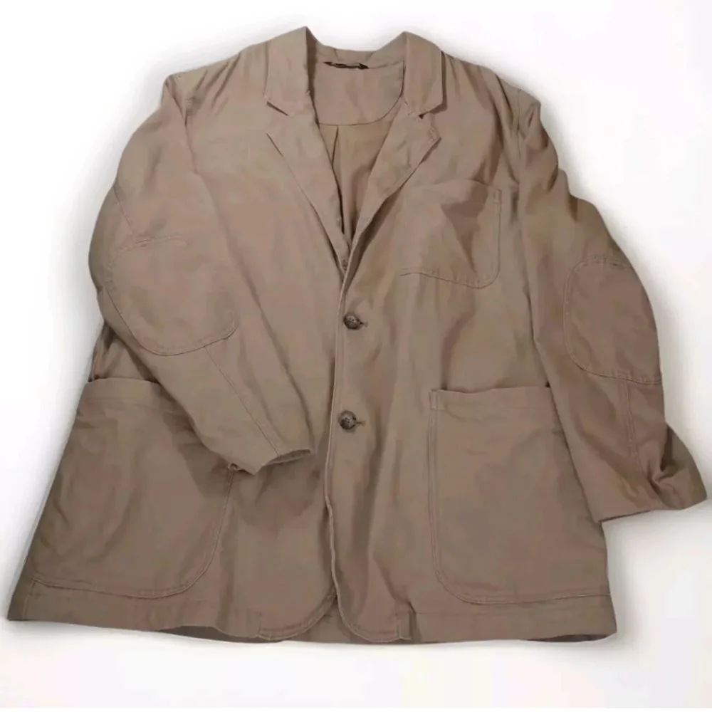 Duluth Chore Sports Coat Blazer Jacket Men L Fire Hose Canvas Cargo Pocket Brown